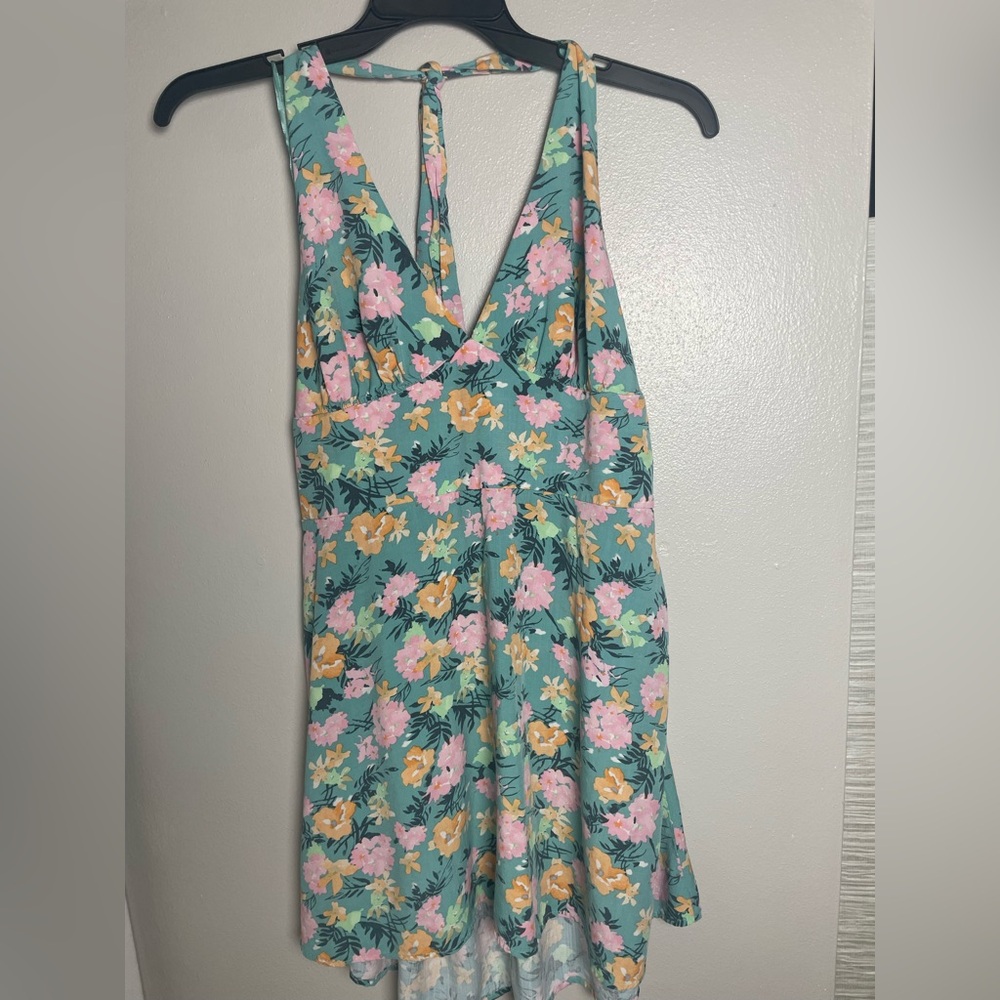 Green Floral Wild Fable Smocked Halter Dress